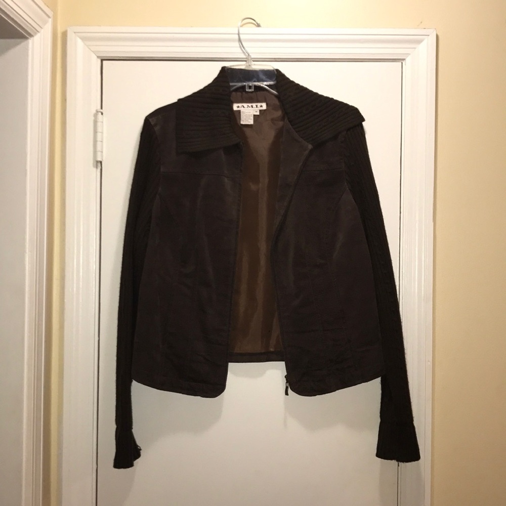 A.M.I chocolate brown zip jacket